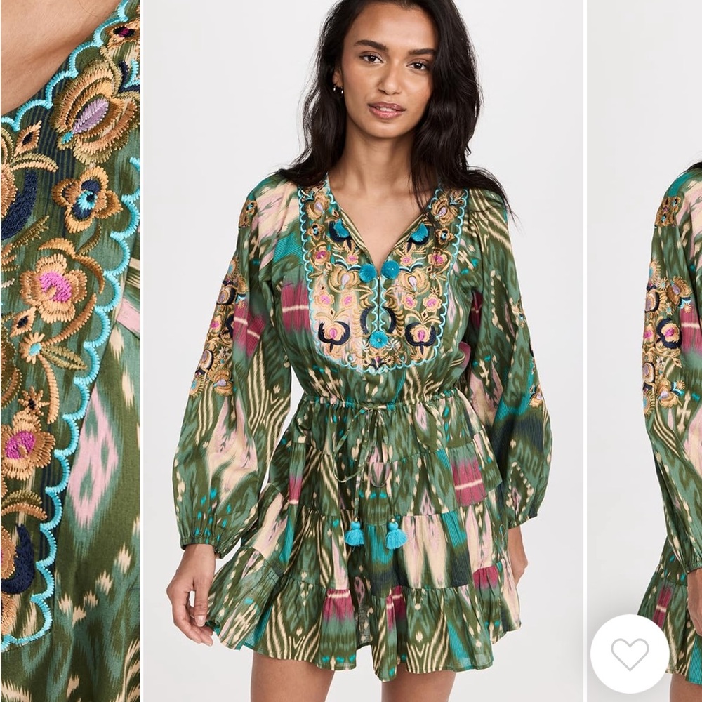 Embroidered Green Boho Dress